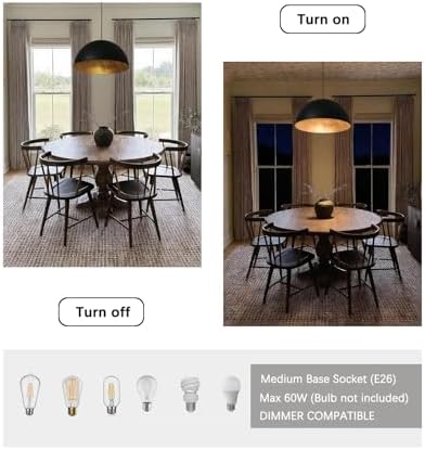 15 Inch Black and Gold Pendant Light