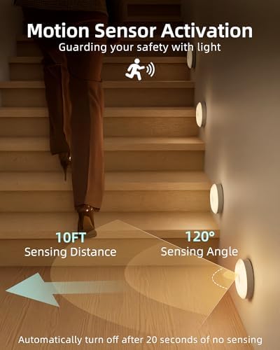 EZVALO RGB Under Cabinet Puck Lights, Motion Sensor