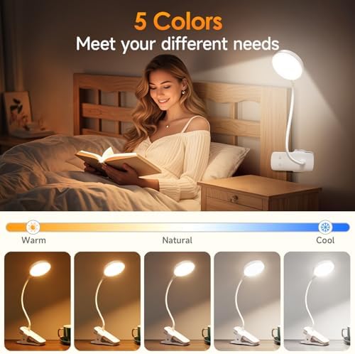 Mubarek Rechargeable Clip-On Desk Lamp, 3600mAh, 400LM