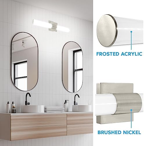 LUXRITE 24in LED Bathroom Vanity Light, Brushed Nickel