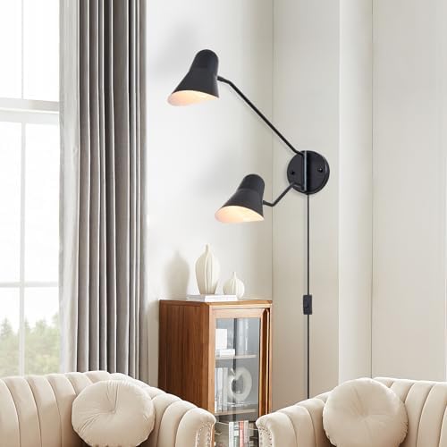 Black 2-Light Swing Arm Wall Sconces