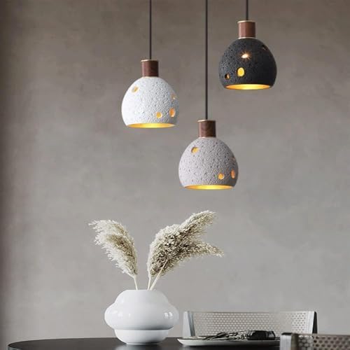 Mid Century Natural Stone Pendant Light, Beige