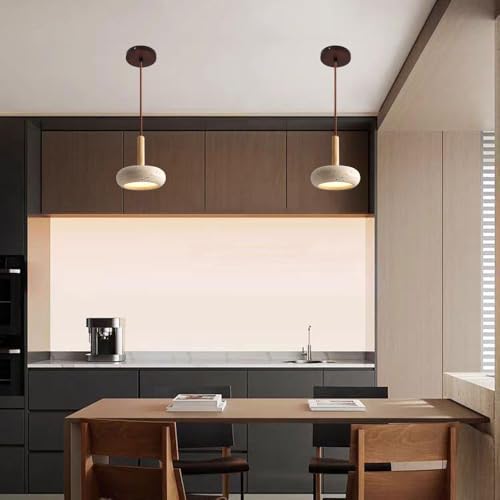 Modern Yellow Travertine LED Pendant Light