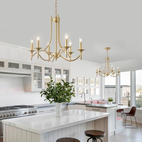 Gold Farmhouse Candle Chandelier for Dining Room
