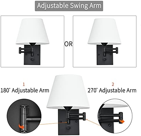 Pauwer Plug-in Swing Arm Wall Sconces, Set of 2