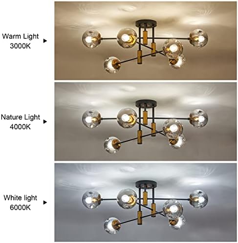 6-Light Black and Gold Sputnik Ceiling Chandelier