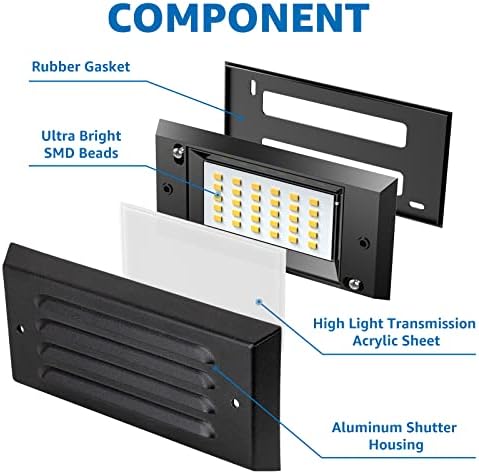 SUNVIE 6" Low Voltage Step Lights Outdoor 5W 3000K Black Aluminum