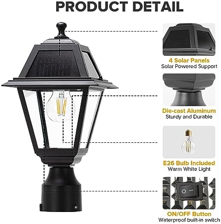 LUTEC 200 Lumen LED Solar Post Light Without Base