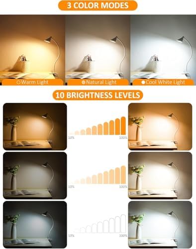 USB Clip-On Reading Light for Bed, Dimmable