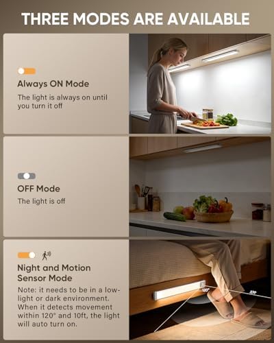 MCGOR 10inch Wireless Motion Sensor Under Cabinet Lights, 5 Pack