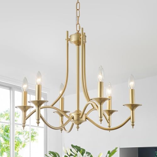 Gold Farmhouse Candle Chandelier for Dining Room