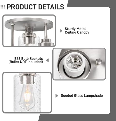 hykolity Semi Flush Mount Ceiling Light Fixture