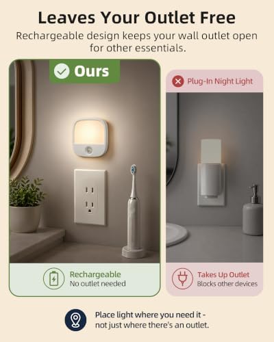 EZVALO Rechargeable Motion Sensor Night Lights, 2 Pack