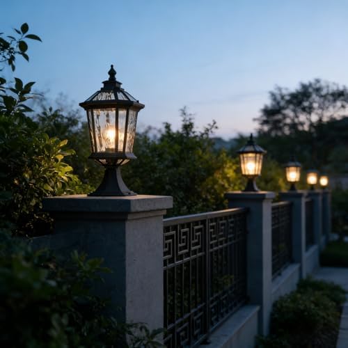 Waterproof Outdoor Post Light with Water Ripple Glass