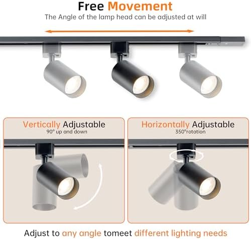 3-Color 4-Light LED Track Lighting Kit, 3.3FT H Rails, Black