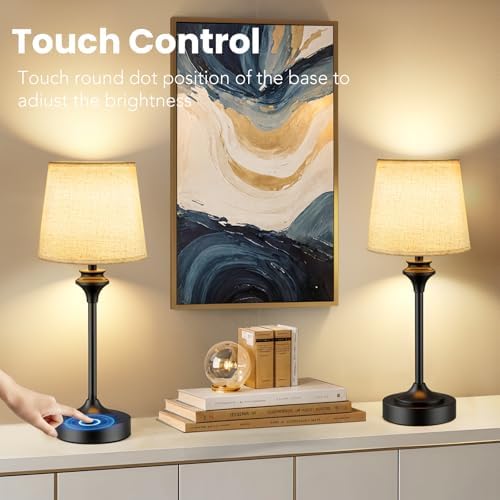 NIORSUN Portables Cordless Table Lamp,Flaxen Fabric Shade Battery