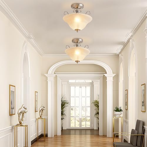 12" Brushed Nickel Semi Flush Mount Ceiling Light
