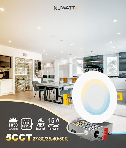 NUWATT Canless Recessed Lighting 6 Inch, 2700K-5000K, Dimmable, ETL