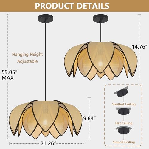21'' Boho Rattan Chandelier