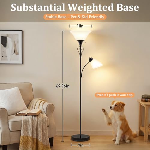 70" Tall Torchiere Floor Lamp, Plastic Shade