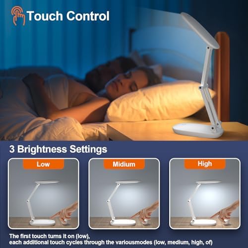 Akejrym White Foldable Rechargeable Desk Lamp