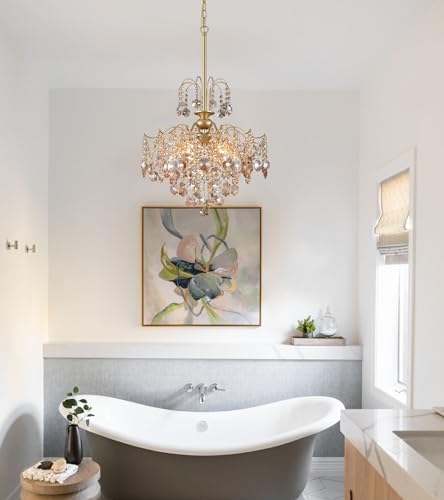 Q&S Modern Gold Crystal Chandelier, 6 Lights