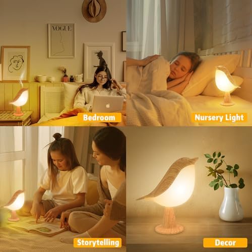 Deogos Small Bird Desk Lamp, Rechargeable, 3 Color Temperature