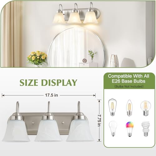 3 Light Brushed Nickel Bathroom Vanity Light