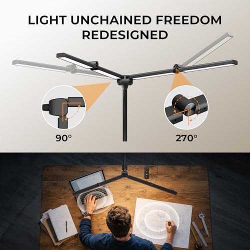 Adjustable Swing-Arm LED Desk Lamp with Clamp