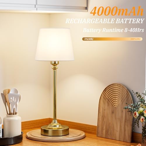 Kakanuo Gold Cordless Table Lamp, 1 Pack