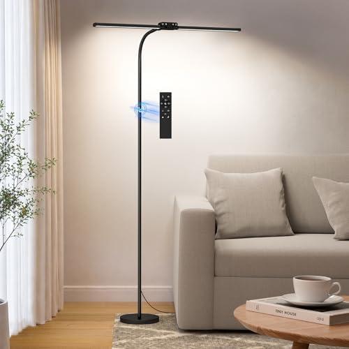 SIBRILLE 24W Dual-Head LED Floor Lamp, Dimmable Remote