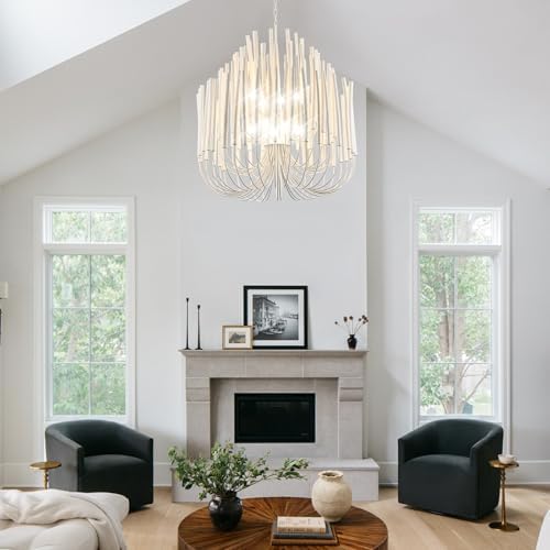 HEYAN 36-Inch Whitewash Wood Pendant Light
