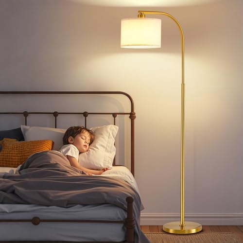 65'' Modern Floor Lamp with Fabric Shade, Gold