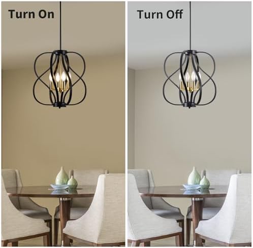 18" Black and Gold 4-Light Geometric Chandelier
