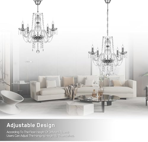 4-Light Silver Crystal Chandelier