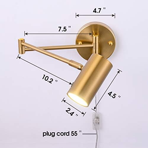 Gold Plug-in Wall Sconces, Set of 2