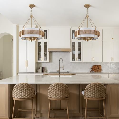 Boho Rattan Drum Chandelier