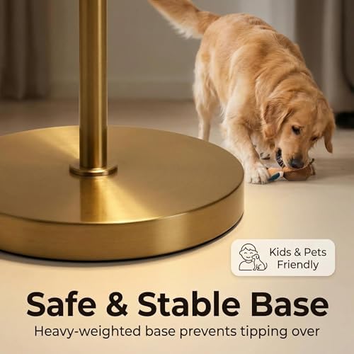 Dimmable Antique Brass Floor Lamp, 3-Light