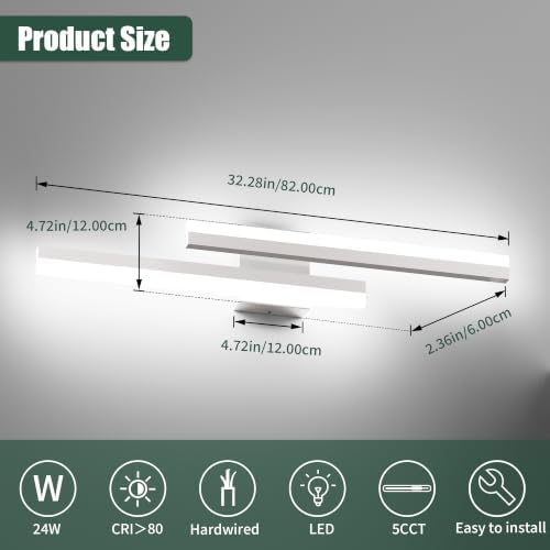 32 Inch Brushed Nickel Dimmable LED Vanity Light