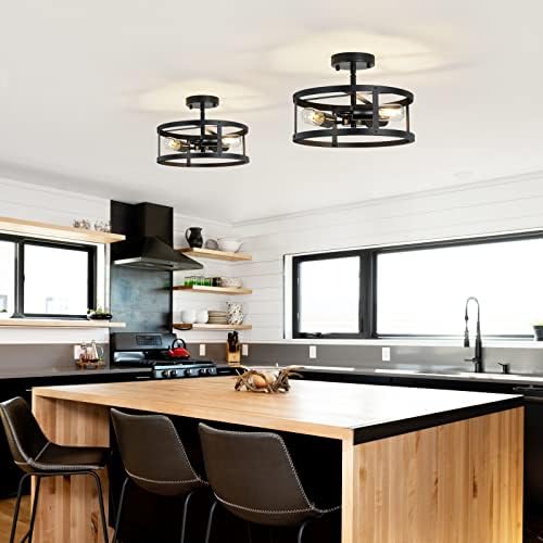 3-Light Semi Flush Mount Ceiling Light, 2 Pack