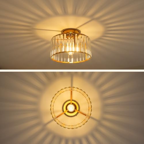 Crystal 1-Light Semi Flush Mount Ceiling Light, 11 Inch