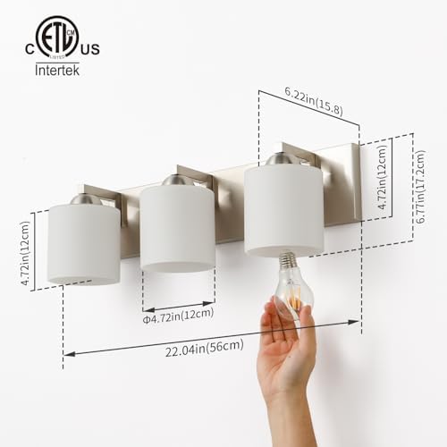 mirrea 3-Light Brushed Nickel Bathroom Vanity Light