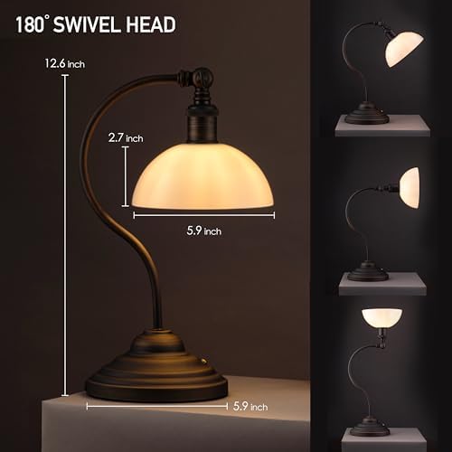 O'Bright Bankers Cordless Rechargeable LED Table Lamp, Bronze