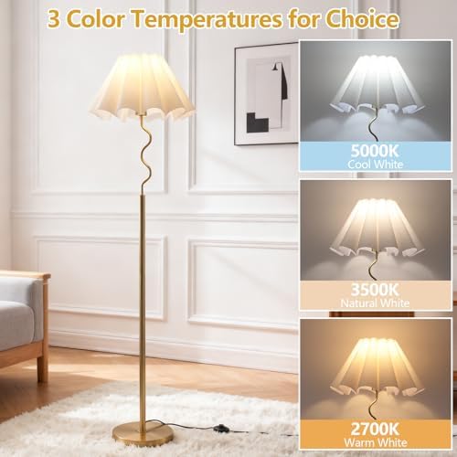 EOEYYOYB Modern Floor Lamp, 3 Color Temperatures, Gold