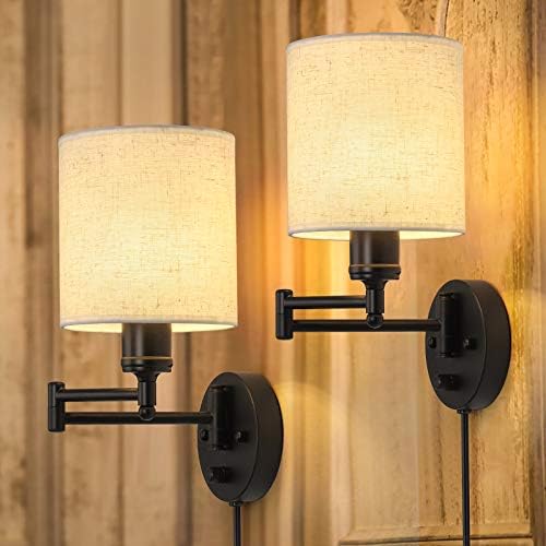 CADUKE Plug-in Swing Arm Wall Lamps, Set of 2
