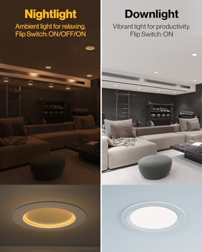 Sunco 12 Pack 6-Inch Slim LED Recessed Lights, Night Light
