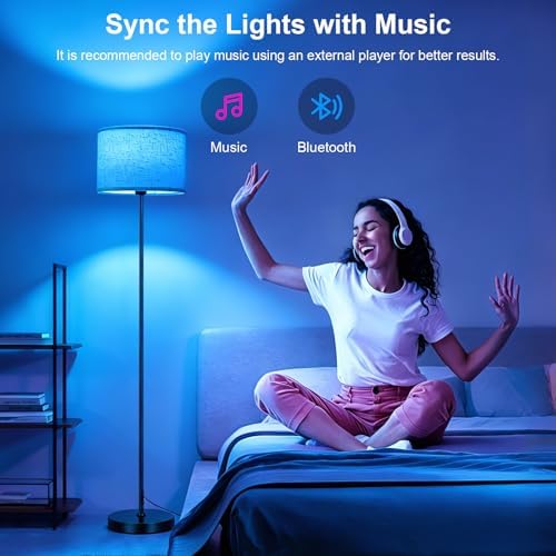 FRIDEKO HOME Floor Lamp, Beige Shade, Color-Changing Bulb