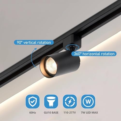 6-Light LED Track Lighting Kit, 6.6FT H Rails, Black