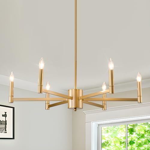 ASGYISA 6-Light Gold Candle Chandelier