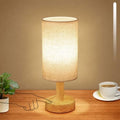 Rechargeable Cordless Touch Table Lamp, Natural Wood Base